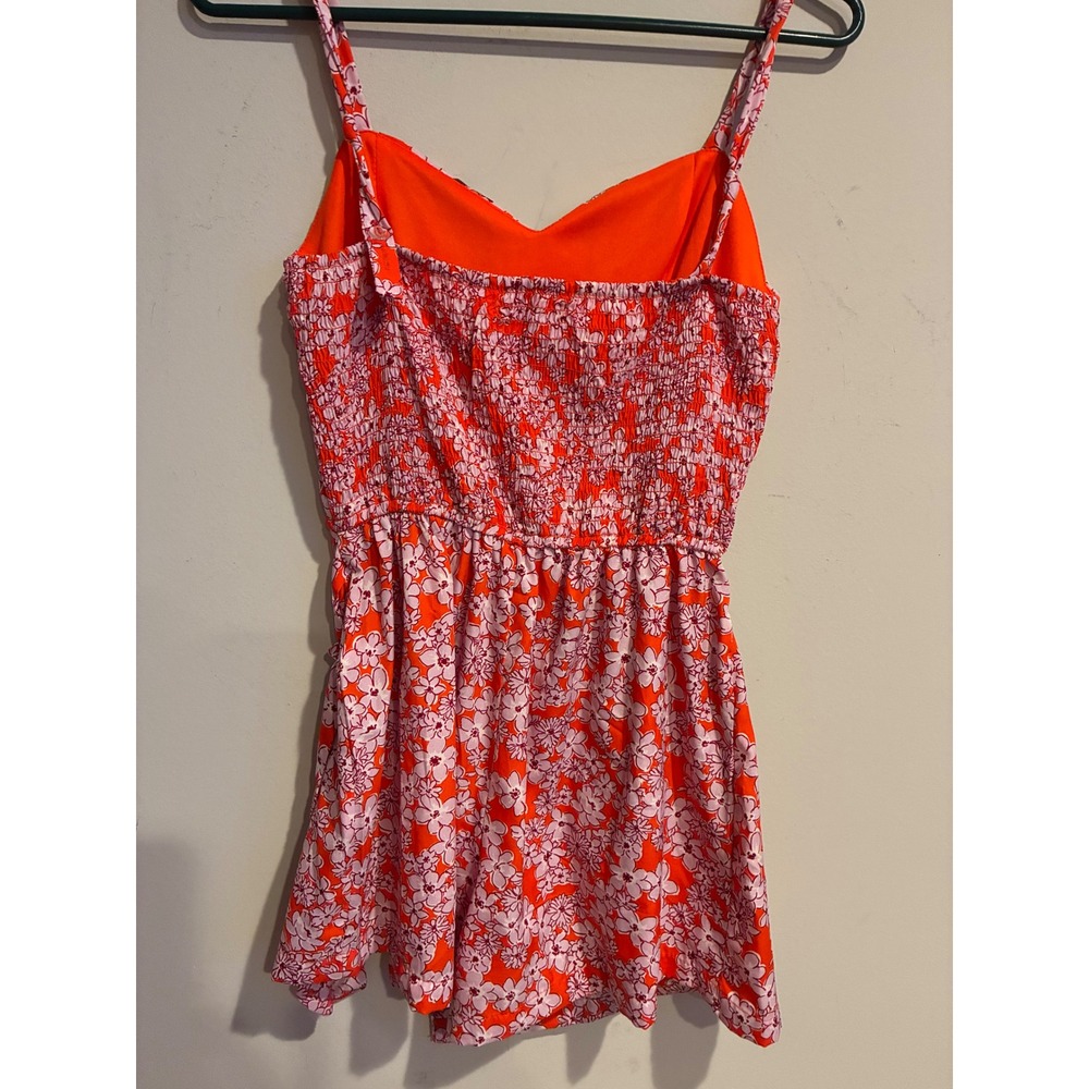Band of the Free Orange Pink‎ Floral Corset Romper XS Smocked Back Wrap Front - Picture 6 of 6